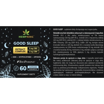 Suplement diety Hempking Good Sleep 60 kapsułek Dobry sen, CBD/CBN extrakt