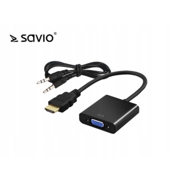 SAVIO CL-23/B adapter HDMI do VGA z dzwiękiem