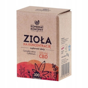 Zioła na koncentrację - Kombinat Konopny - 100 kapsułek, 500mg CBD