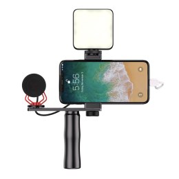 KIT Mikrofon do telefonu z selfie stick i lama LED APEXEL