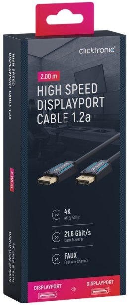 CLICKTRONIC Kabel DisplayPort DP - DP 1.2 4K 2m CLICKTRONIC