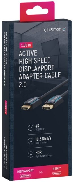 CLICKTRONIC Kabel DisplayPort DP - HDMI 2.0 4K 1m CLICKTRONIC
