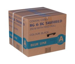 Kabel RG6U BC Trischield (Karton 250mb) Czarny PE Blue Line