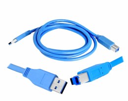 Kabel USB 3.0 A/B niebieski 1.8m Warsztatowski