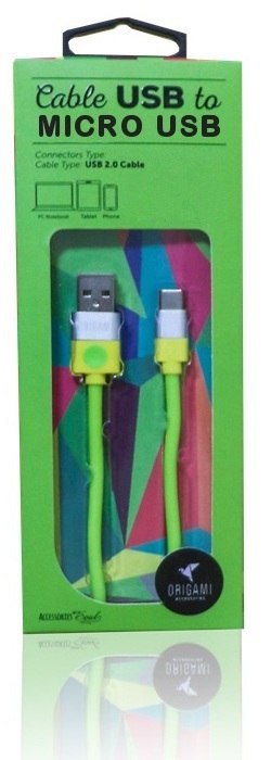 Kabel USB - microUSB 2.0 ORIGAMI 1m Zielony LARK