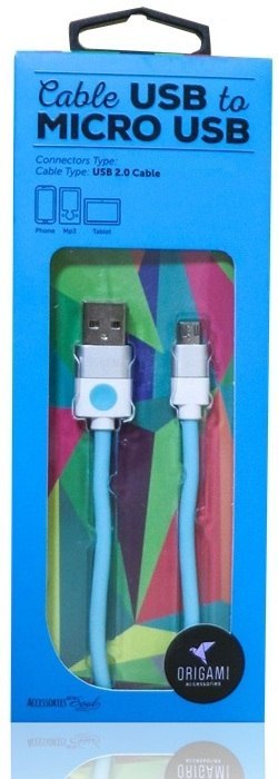 Kabel USB - microUSB 2.0 ORIGAMI 2m Niebieski LARK