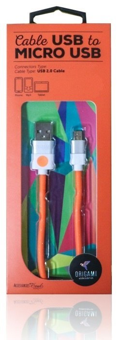 Kabel USB - microUSB 2.0 ORIGAMI 2m Pomarańczowy LARK