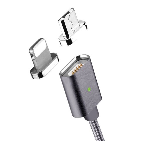 Kabel magnetyczny IPHONE MOC 2w1 Space Grey 2,4A Moc Sport AB