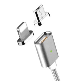 Kabel magnetyczny do IPHONE MOC 2w1 Silver 2,4A Moc Sport AB