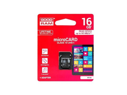 Pamięć GOODRAM MICRO SDHC 16GB + adapter SD GoodRam