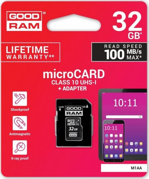Pamięć GOODRAM MICRO SDHC 32GB + adapter SD GoodRam