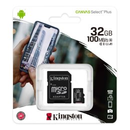 Pamięć KINGSTON Canvas microSDHC 32GB + adapter SD Kingston