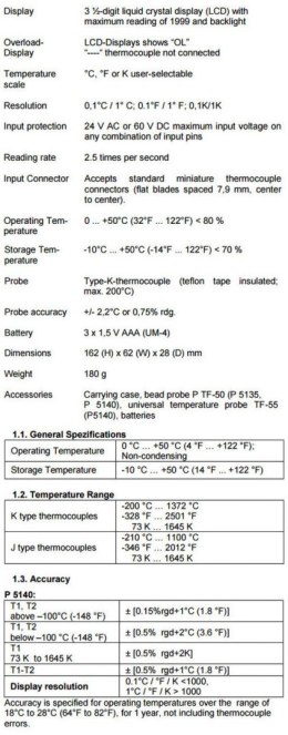 Cyfrowy Miernik Temperatury 1-kanał PeakTech 5135 PEAKTECH