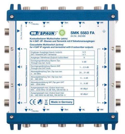 Multiswitch kaskadowy Spaun 5/5 na 8 SMK 5583 FA SPAUN