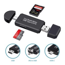 Czytnik kart SPU-CR02 USB-C, USB, Micro USB 3w1 SPACETRONIK