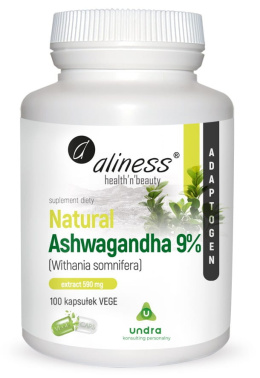 Natural Ashwaganda 590 mg 9% 100 kaps Vege Aliness